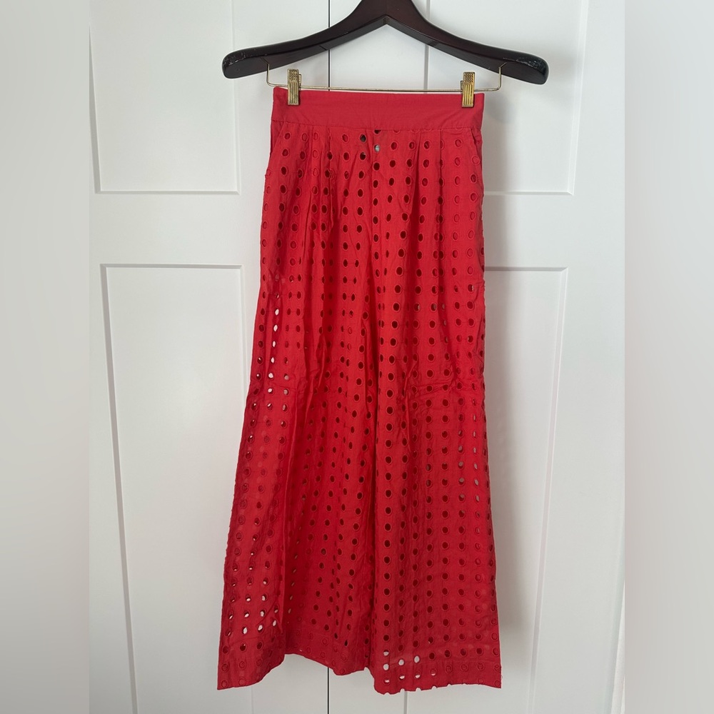 Women's Salmon Eyelet Wide Leg Summer Style Bathing Suit Cover Up Pants